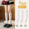 3 Pairs of Autumn And Winter Thigh-High Socks for Women, Japanese-Style Student Cotton Socks, Anti-Slip Long Socks, Outdoor Wear White High Socks
