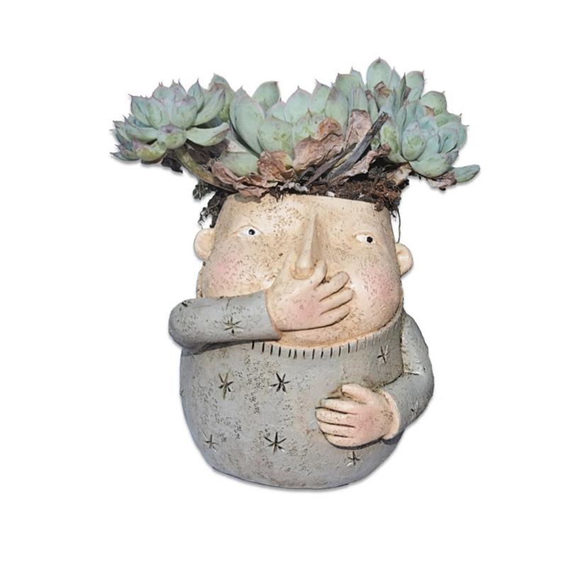 Cute Funny Boy Flower Silicone Molds Pen Holder Epoxy Resin Mold Succulent Planter Making Tool for Crafts