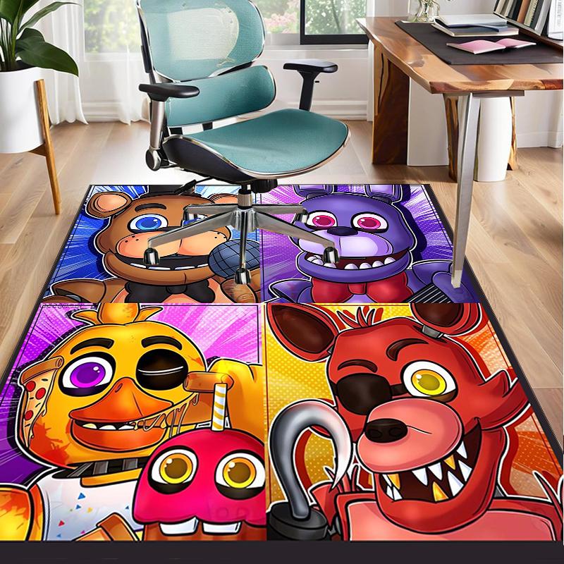 Коврик для офисного кресла с коллажем персонажей Fnaf, Игровой ковер, Подходит для прихожей, спальни, гостиной, рабочего стола, Праздничный подарок