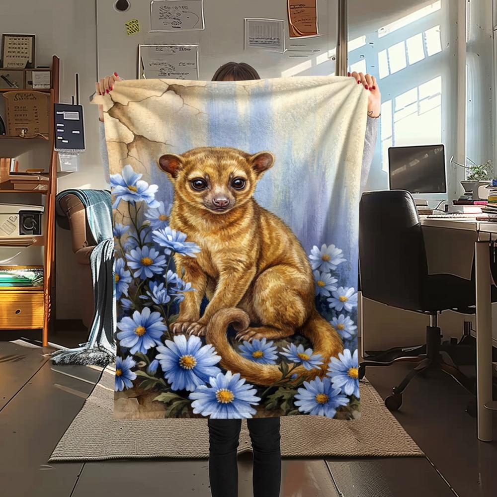 1PC Fantasy Animals Print FlAannel Blanket, High quality Comfortable for All Seasons, Home Decor, Warmth and Comfort