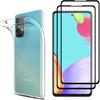 Case for Samsung A52 4G / A52 5G / A52s 5G and 2 Tempered Glass - Soft Silicone Protection Film Glass Screen Protector Phonillico®