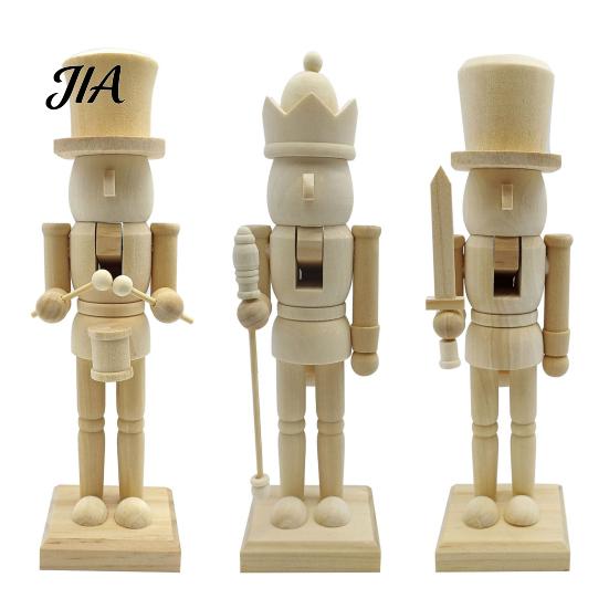 Artistic Craft Material Wooden Nutcracker Figurines, DIY Paint Your Own Soldier King Drummer, Holiday Supplies Unfinished Wood Christmas Tabletop