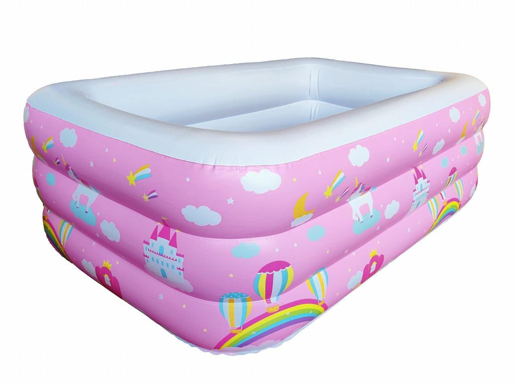 Myuse Единорог Виниловый Бассейн, Большой, Семейный Бассейн для Детей и Лета на Открытом Воздухе, Три Воздушные Камеры (150 x 100 x 50 см)