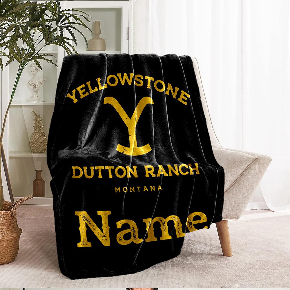 Custom Name Yellowstone Theme Printed Blanket - Perfect for Couch, Bed, Travel & Outdoor Use | Machine Washable, Cozy & Durable.