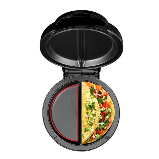 Электрическая сковорода для омлета с двумя зонами, антипригарная, двусторонняя, 1000 Вт, быстрый нагрев, для омлетов, фриттаты, блинов, сэндвичей, крепов