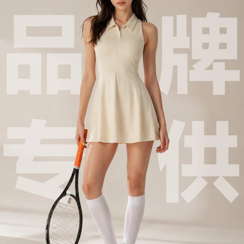 Womens Tennis Skirt With Collar Long Sleeve Or Sleeveless Quick-Dry Breathable Sport Skort Gym Running Fitness