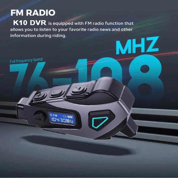 Видеорегистратор 1080P HD с широкоугольным объективом FM+Bluetooth Гарнитура для мотоциклетного шлема Беспроводная камера Водонепроницаемый мотоциклетный регистратор