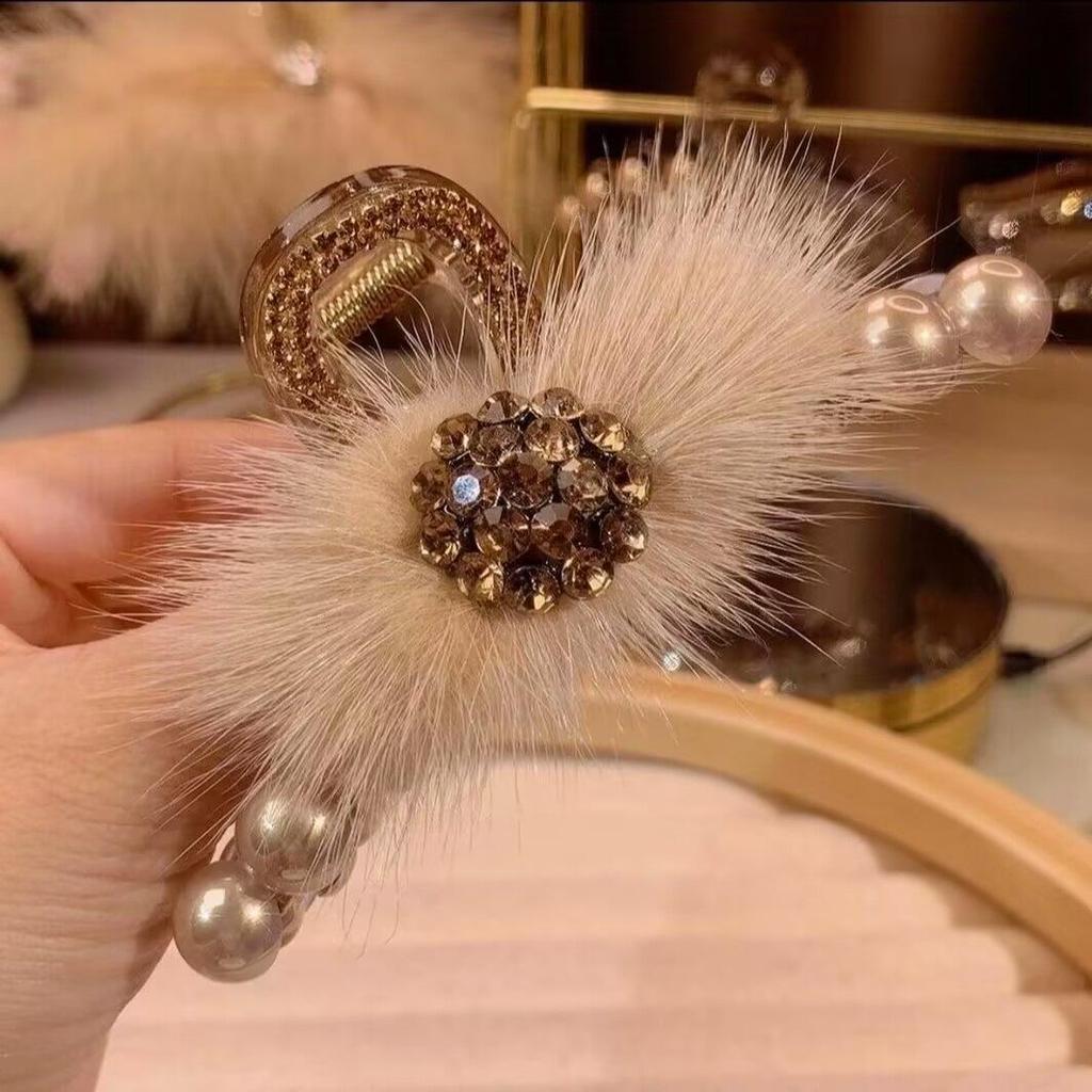 2024 Peony Feather Tassel Hairpin: Fluffy Hair Volume Boost Shark Clip