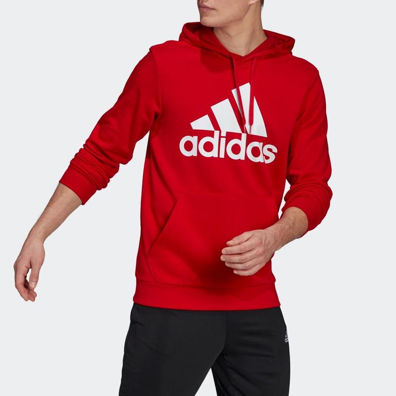 adidas Серия Essentials Мужская Толстовка с капюшоном на шнурке с принтом логотипа Флис Светло-алый GV0249