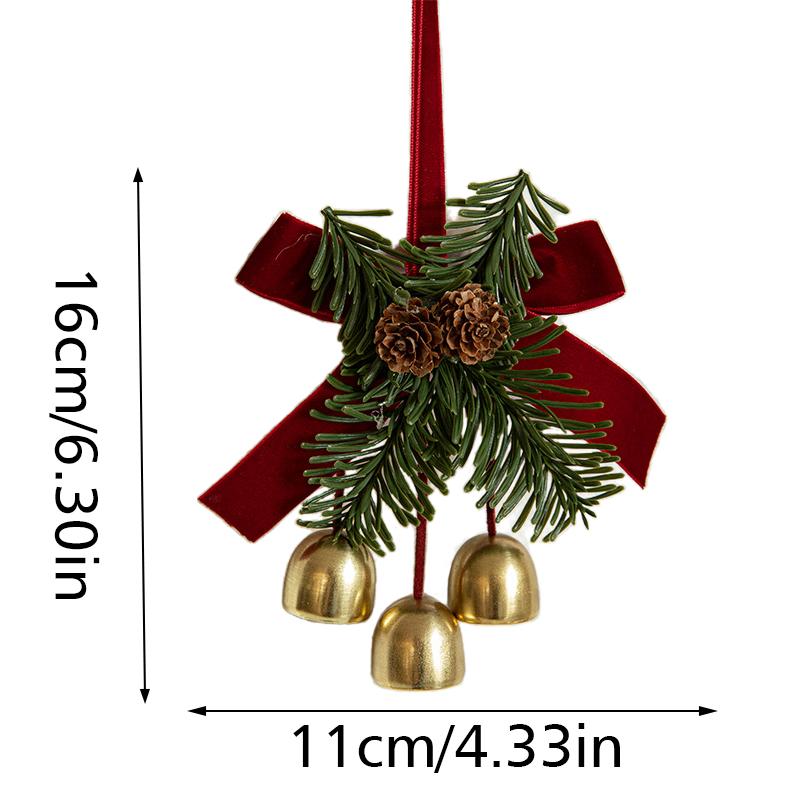 Christmas Tree Green Plant Hanger Christmas Bell Pendant Velvet Bow Hanging