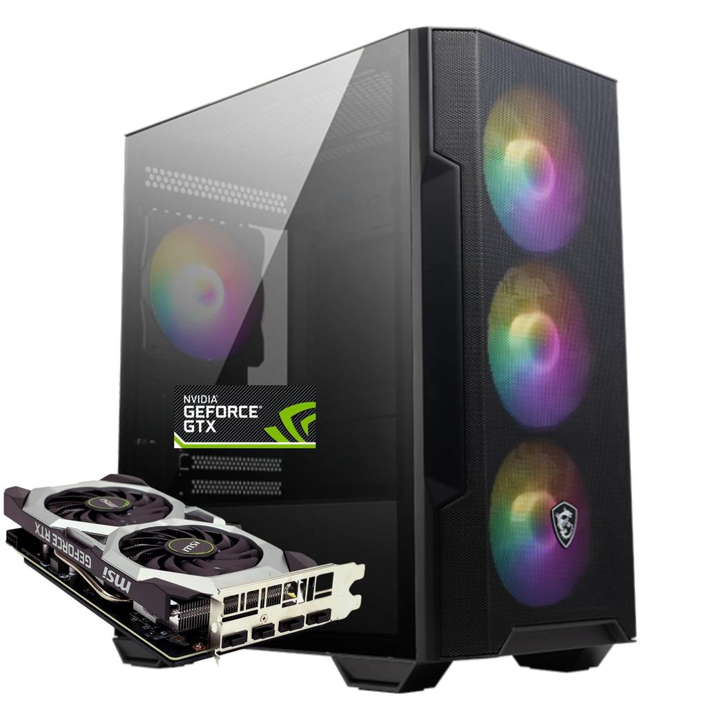 WaffleMK Gaming PC Tower Series AMD GeForce 16GB Memory Windows 11 WPS Office2 SSD512GB Ryzen 5 5500 RTX 2060 Super M100R Black G-Storm