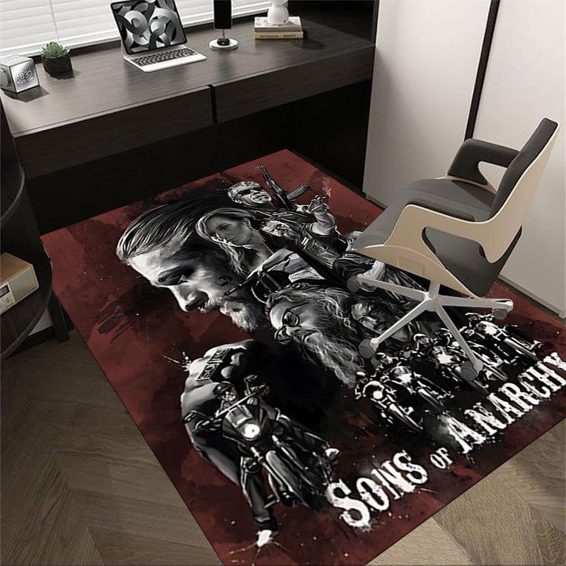 1pc Sons of Anarchy themed Office Carpet Chair Mats - durable polyester rug for home theater, office, dorm room decor - tA27