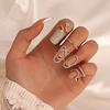 Trendy Geometric Rhinestone Nail Ring for Women – Open Adjustable Design, INS Popular Minimalist Style, Chic Fine Nail Jewelry for Fashion Lovers