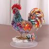 Creative Animal Statue Ornament 2D Flat Miniatures Figurine Sculpture Crafts Rooster Ornament  Gift