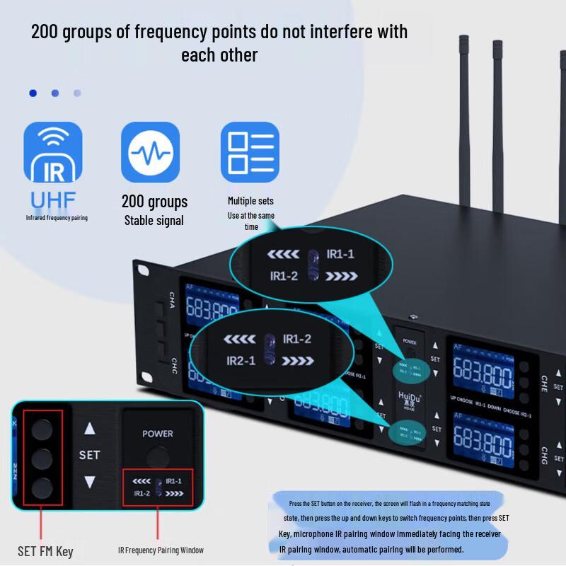 HuiDu HD-08 Professional Wireless Microphone System (CN version)
