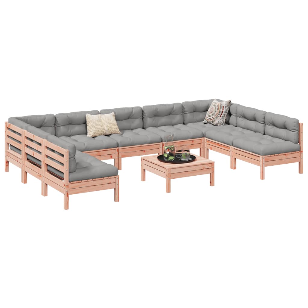 10 piece Garden Sofa Set with Cushions Solid Douglas Fir Wood