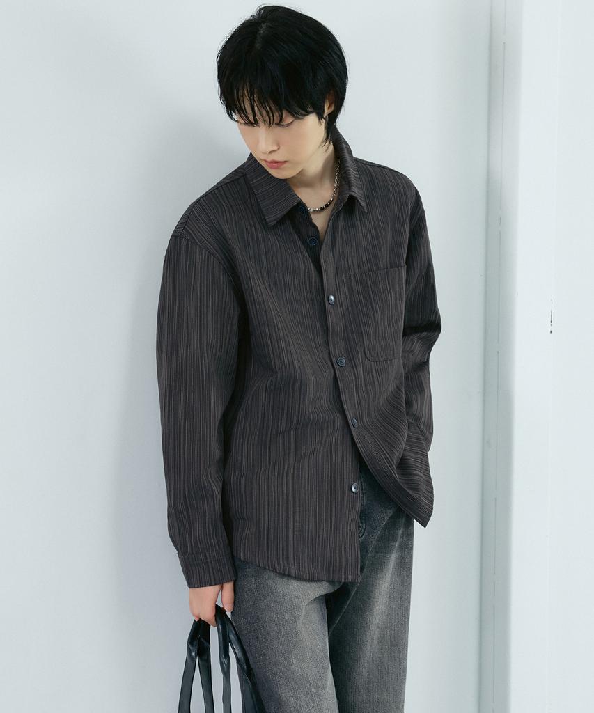 LXT Cotton Uneven Stripe Shirt Jacket [Charcoal]