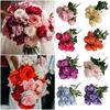 9 Heads Rose Artificial Flower Multicolor Flower Bouquet Lifelike Flowers  Party Supplies