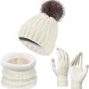 Knitted Hat, Scarf & Gloves Set