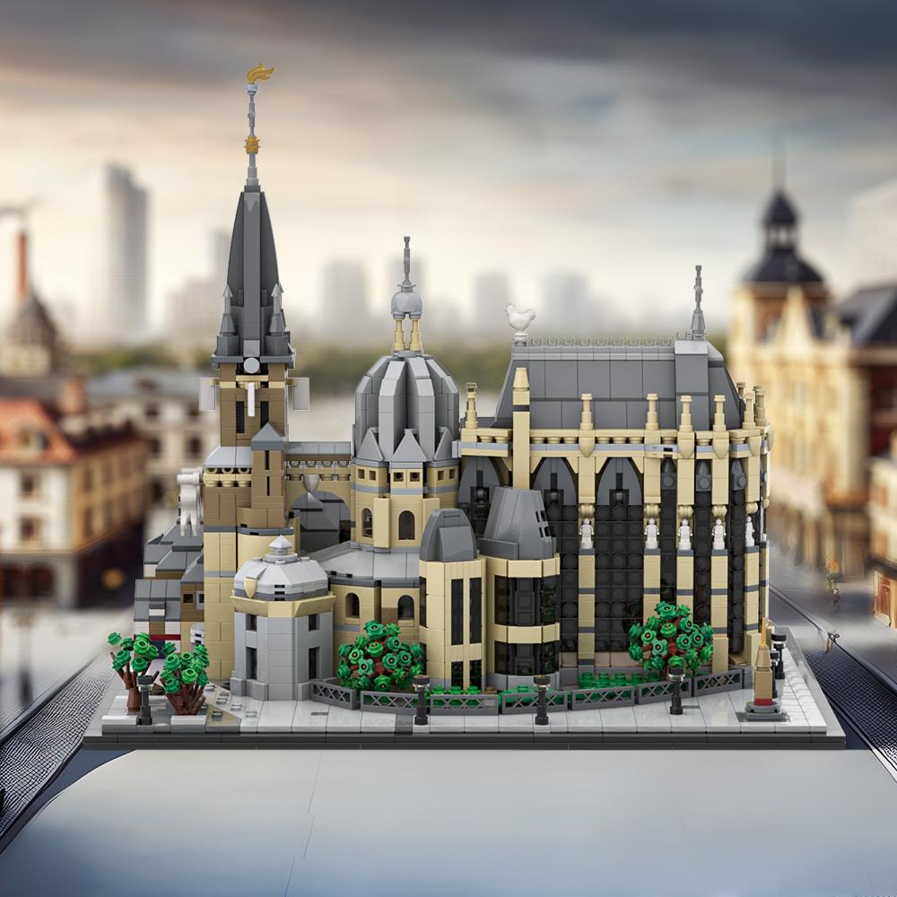 MOC Кафедральный собор Ахена - Мавзолей Карла Великого Модель из Строительных Блоков Мавзолей Карла Великого Сборные Игрушки из Кубиков Подарки для Детей
