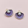 Alloy Color Oil Drop Scallop Pearl Pendant Charm for DIY Necklace and Bracelet Jewelry