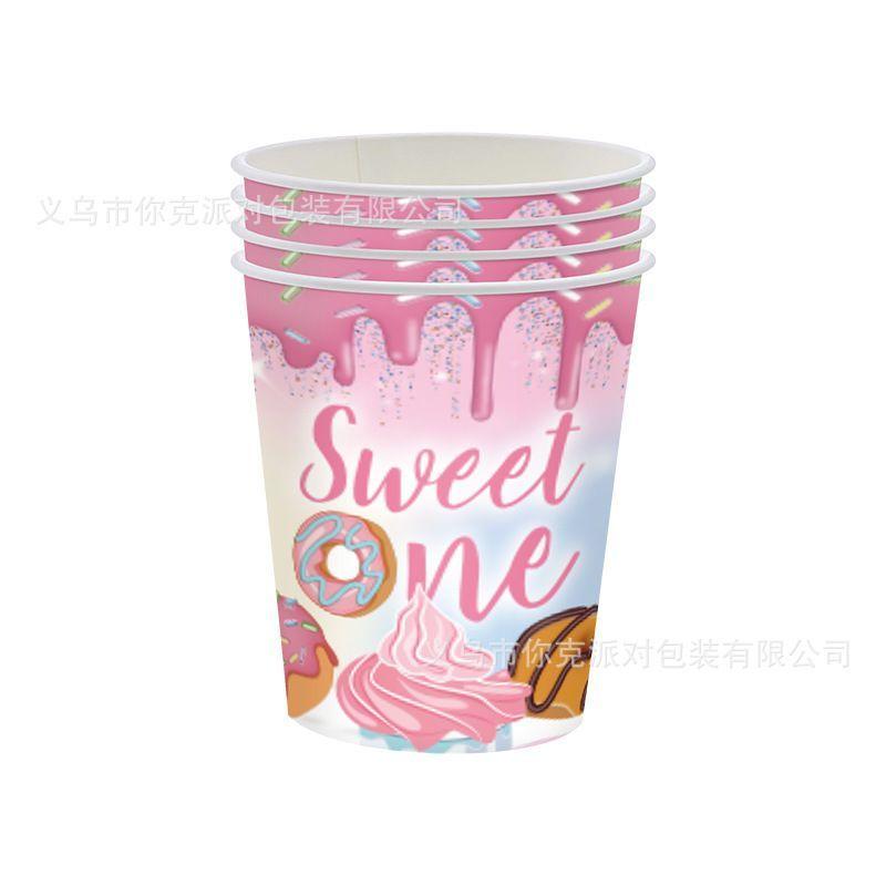Donut-themed Disposable Tableware Set for Girls' Birthday Party Scene Arrangement