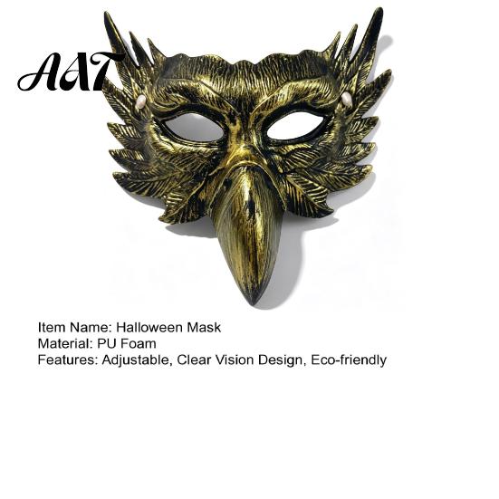 Retro Black Gold Mask Halloween Eagle Half Face Mask, Vintage Durable Color Masquerade Party Gothic Cosplay Props Comfortable Vision
