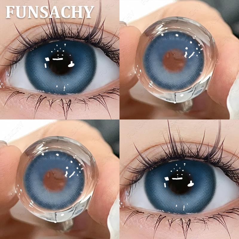 FUNSACHY 2 шт. Синие контактные линзы, натуральные контактные линзы для глаз, красивые линзы для глаз, косметические зрачки, зеленые цветные линзы