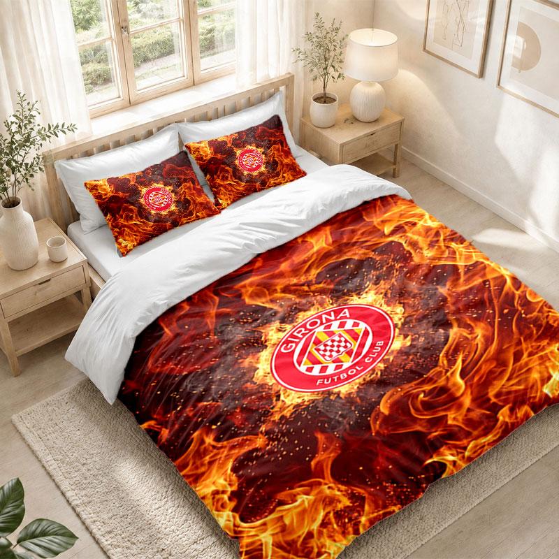 Bedding Set 1 Duvet Cover 2 Pillowcases Girona FC Print Bedroom Home Decoration