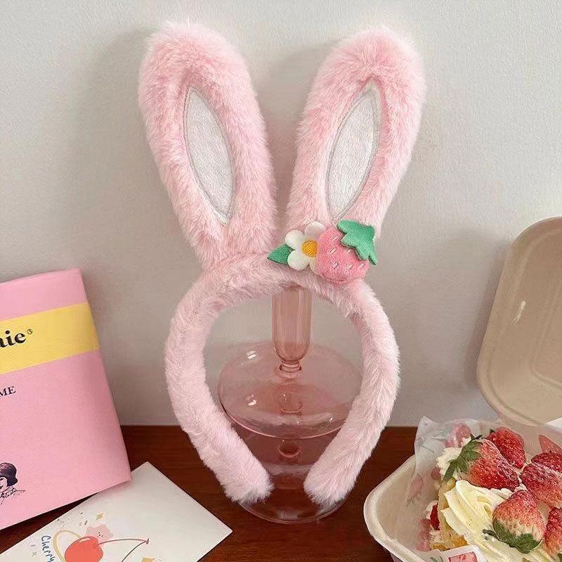 Корейская маска для умывания лица с кроличьими ушками: Милая 3D повязка на голову с заколкой в виде кроличьих ушек для девочек