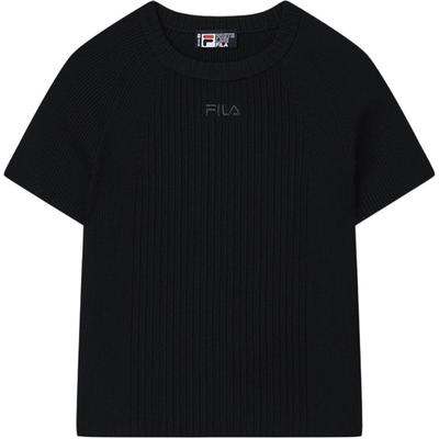 Fila Оригинальная серия повседневной одежды Lifestyle Модная простая приталенная футболка с коротким рукавом реглан Женская футболка Черный F11W529401F-BK