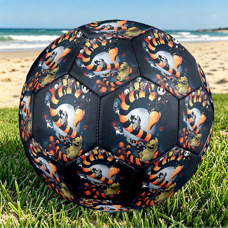 The Nightmare Before Christmas Print Size 5 Soccer Ball, PU Wear Resistant Football for Match Training and Daily Practice, Birthday Gift for Soccer Fa