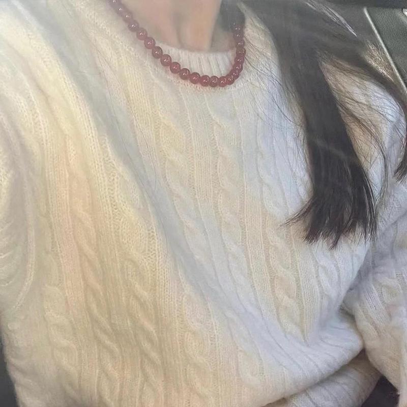 Изысканный красный агат натуральный камень круглые бусины ожерелья для женщин девочек легкая роскошная ключичная цепочка ювелирные изделия аксессуар