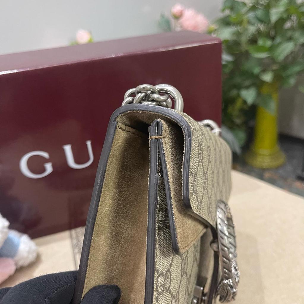 [Pre-Owned] Dionysus Tiger Head Buckle Logo Chain Shoulder Bag Canvas Crossbody Mini - Very Good #HF9XXF