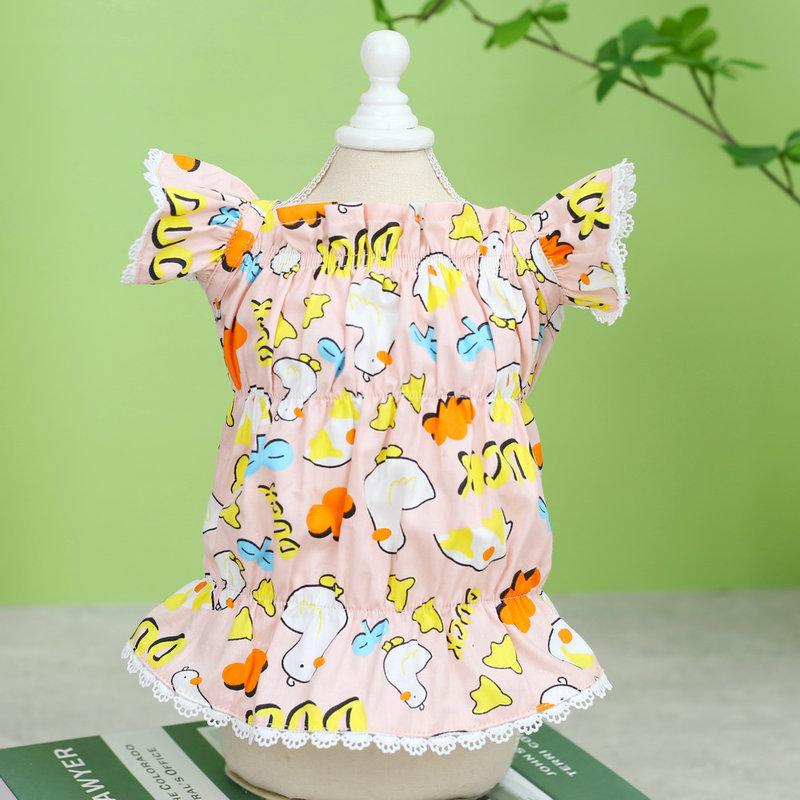 2024 White Duckling Flying Sleeve Skirt New Cute Pet Spring and Summer Clothes Teddy Bixiong Bomei Casual Clothing