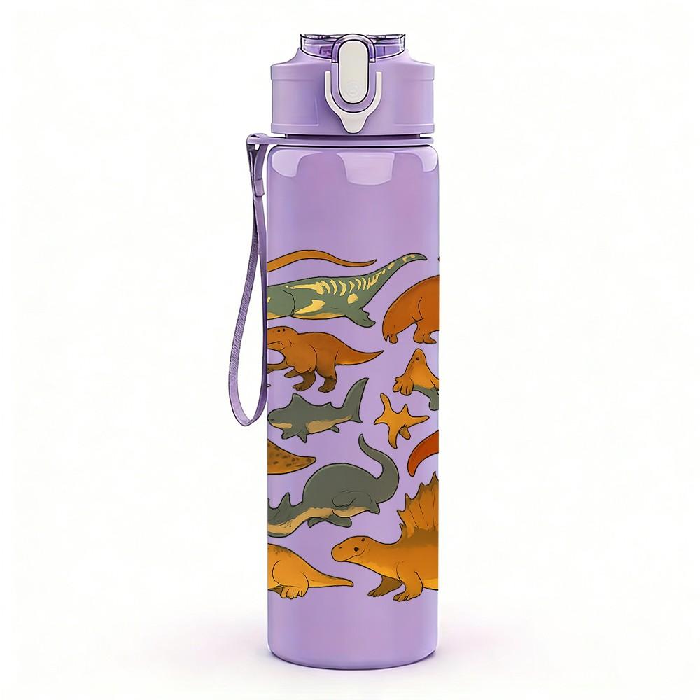 1PC Jungle Animal Group Print 750ml Color Plastic Sports Water Bottle Leakproof Flip Straw Lid Suitable for Sports Office Home Use