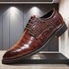 2024 Men's Crocodile Pattern Leather Shoes - Business & Casual, British Korean Style, Large Size, Pointed Toe