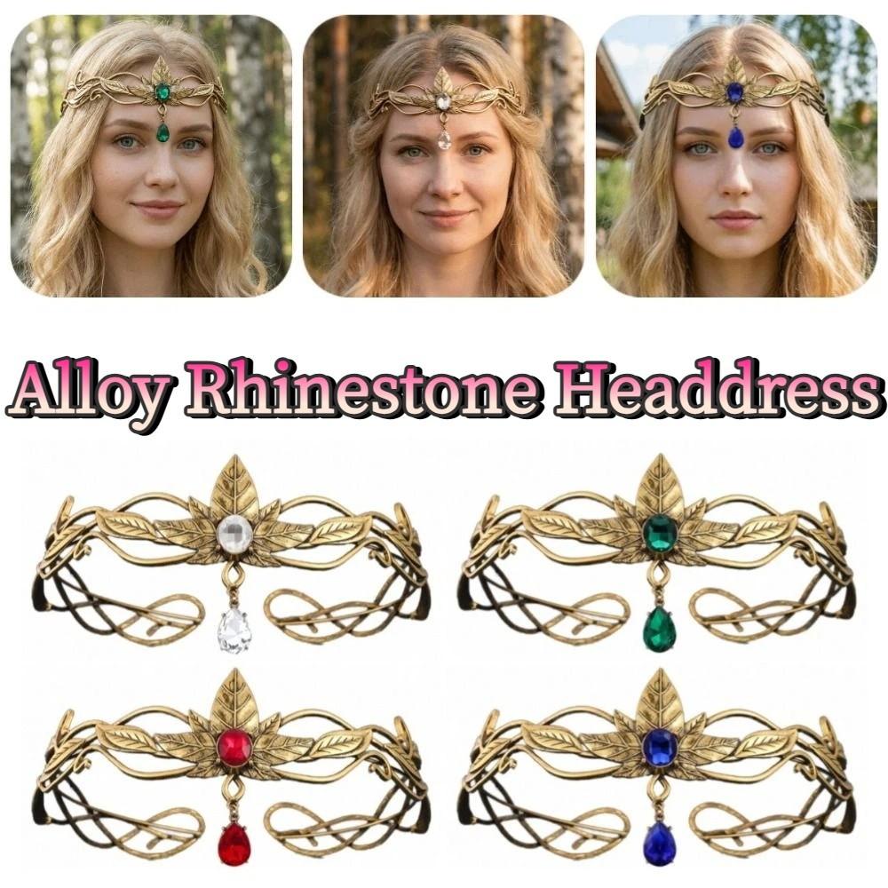 Vintage Goddess Tiaras Elegant Zinc Zinc Alloy Rhinestone Headdress King Round Elves Crown Photoshoot
