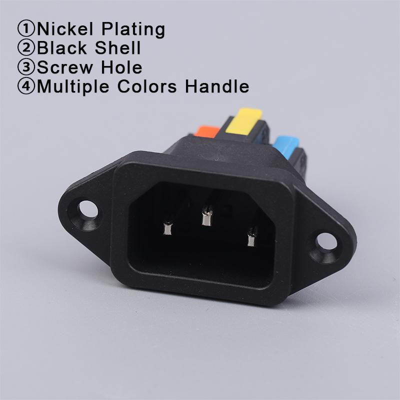 NEW IEC C14 3 Pin Socket Quick Connect Press Charging Power Supply Socket 3 Core Male Socket 250V 10A Easy Install Connect