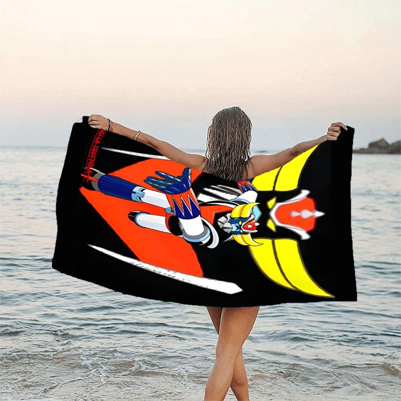 1pc UFO Robot Grendizer8 Beach Towel, Beach and Seaside Swimming Pool Equipment, Fashion Pattern, Rectangular, Travel Essentials