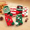 Women's Cozy Coral Fleece Cartoon Christmas Socks - Thickened, 3D Embroidery, Velvet, Half-Length, Perfect for Home