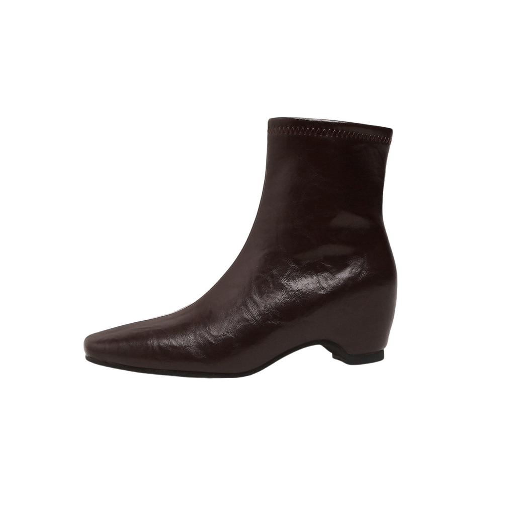 New square head thick heel short boots women's retro versatile Martin boots non-slip design cat and female thin fashion boots