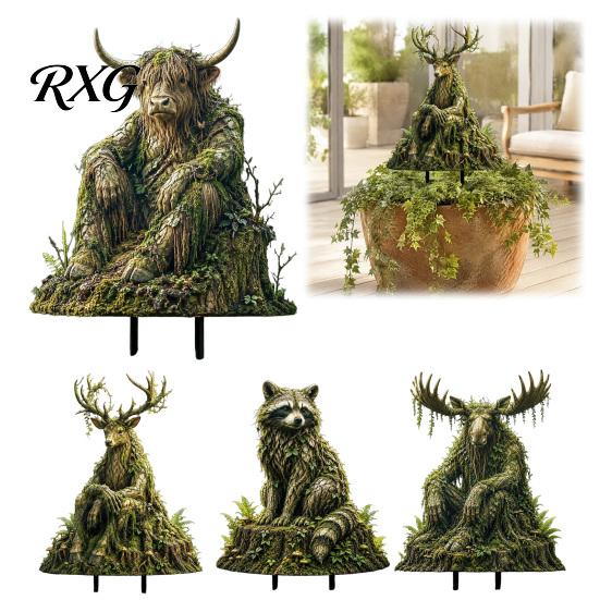 Fairy Garden Accessories Woodland Spirit Stake, Forest Animal Yard Decor, 3D Rustic Lover Gifts Statue for Patio Planter & Outdoor Display Storybook
