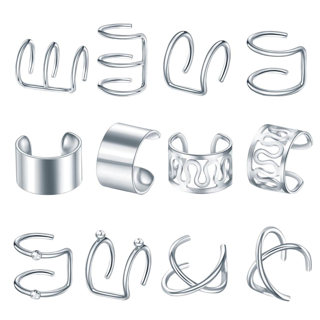 12 Piece Fashion Ppunk C Letter Ear Clip Set Without Ear Hole