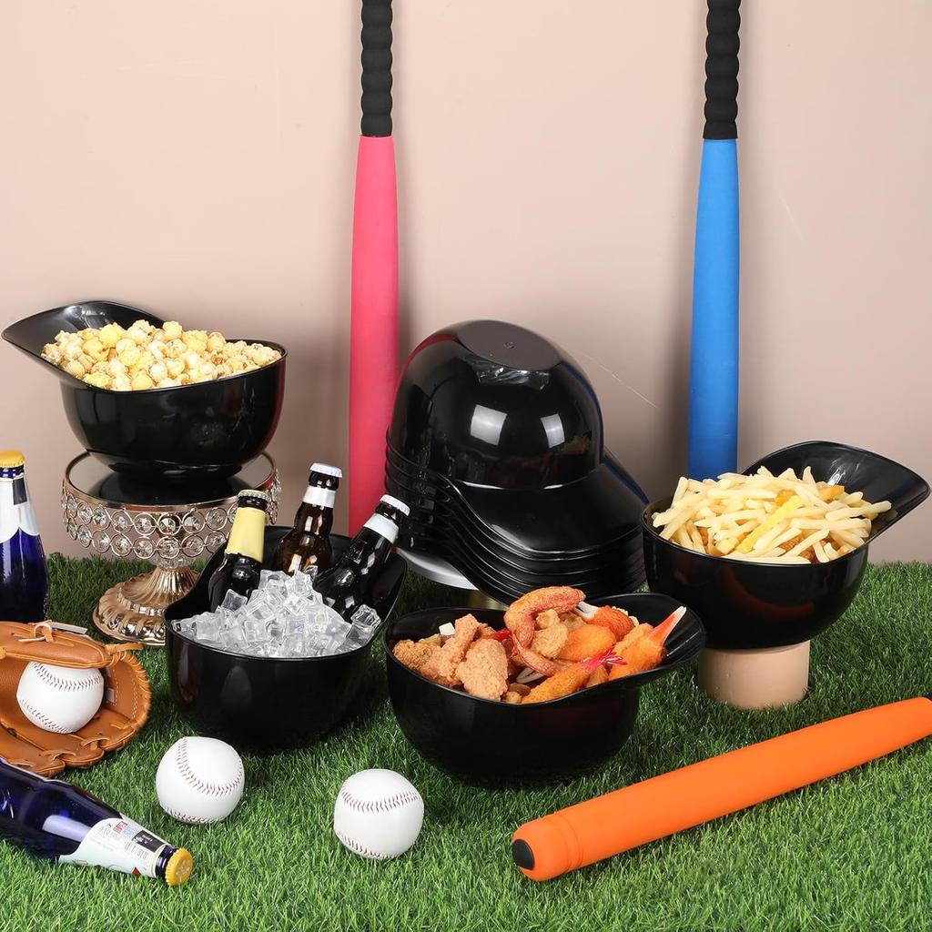 Home Run Party Bowls   70oz Baseball Cap Snack Containers for Ice Cream  Popcorn  and Party Snacks Black  1 Piece Set
