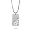 PYRAMID DOG TAG NECKLACE Stainless Steel Pyramid Tag Pendant Necklace with Box Chain