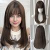 18 Inch Long Straight Bangs Wig Fiber Synthetic Wig Heat-resistant Non-Glare Natural Cosplay Hairpiece For Women Daily Use Korean Fashion