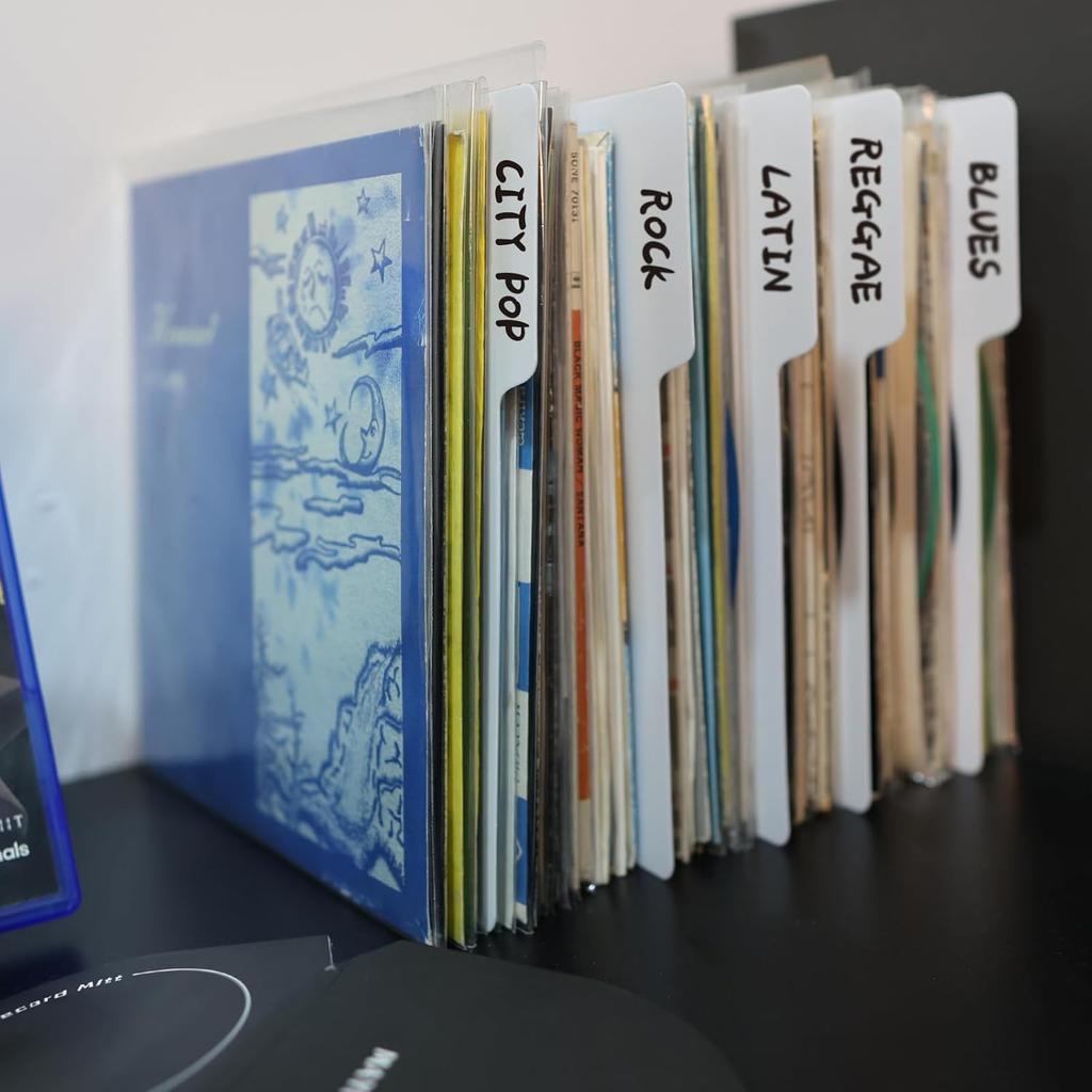 10 pcs Vinyl Record Dividers 7.9 Inches White Double-Side Plastic Record Organizer for 7 Inch Vinyl DVD Record Organization