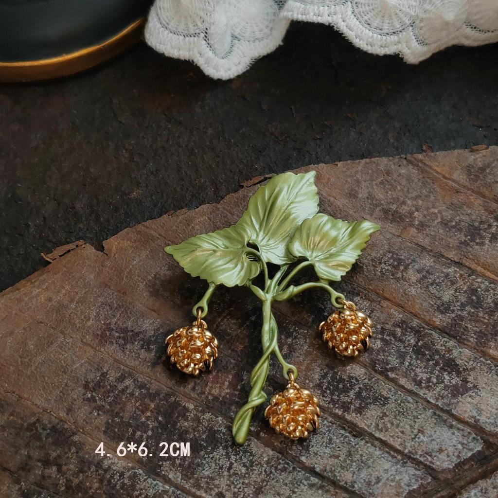 Vintage Lily of the Valley Pendant Brooch with Handmade Enamel Leaves Corsage Pin.