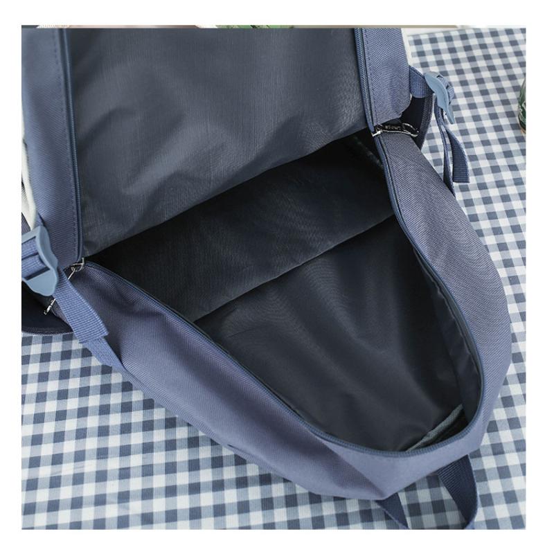 4pcs Primary School Backpack Secondary School Backpack Men's Women's 4-piece Set Solid Color Large Capacity Waterproof Casual Fashionable Backpack